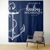 Tenture Ancre nautique Baby shower bleu marine (En situation)