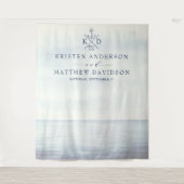Tenture Ancre nautique Monogramme Aquarelle Océan Mariage (Devant)