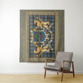 Tenture Anderson Clan Badge & Tartan avec Lions (En situation)