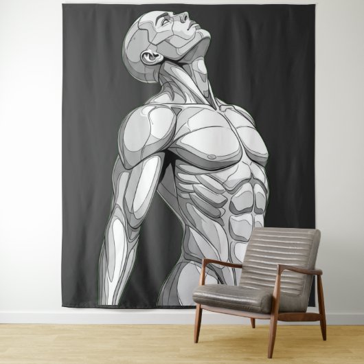 Tenture Android Anatomy: Cyborg Wall Tapestry (En situation)