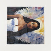 Tenture Ange à peau Brown femme aquarelle art (Devant (Horizontal))