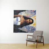 Tenture Ange à peau Brown femme aquarelle art (En situation (horizontale))