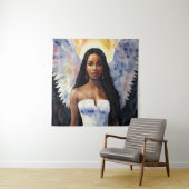 Tenture Ange à peau Brown femme aquarelle art (En situation)