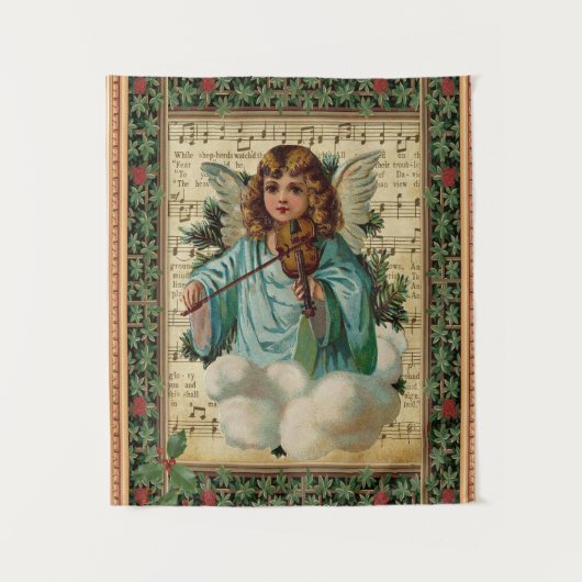 Tenture Ange de Noël avec Violon (Devant)