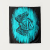 Tenture Angel Eros en amour, design noir et vert (Devant)