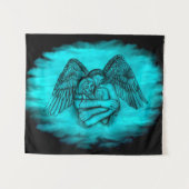 Tenture Angel Eros en amour, design noir et vert (Devant (Horizontal))