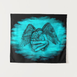 Tenture Angel Eros en amour, design noir et vert