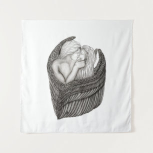 Tenture Angels Kissing, noir et blanc Design