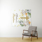 Tenture Anges de baptême paillettes or genre neutre (En situation (horizontale))