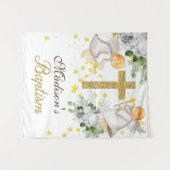 Tenture Anges de baptême paillettes or genre neutre (Devant (Horizontal))
