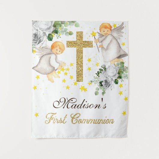 Tenture Anges de la première communion Parties scintillant (Devant)