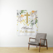 Tenture Anges de première communion pailletés genre neutre (En situation)