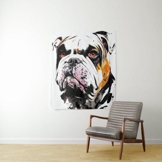 Tenture Anglais Bulldog Wild Nature Free Spirit Art Brush (En situation)
