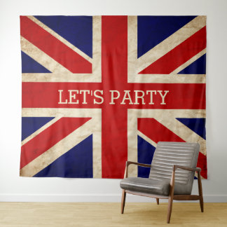 Tenture ANGLAIS Drapeau Rustique LETS PARTY ARRIÈRE