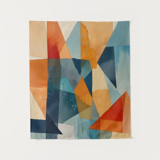 Tenture Angles Abstraits de bleu et d'orange (Devant)