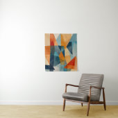 Tenture Angles Abstraits de bleu et d'orange (En situation)