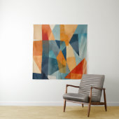 Tenture Angles Abstraits de bleu et d'orange (En situation)