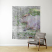Tenture animal artistique capybara (En situation)
