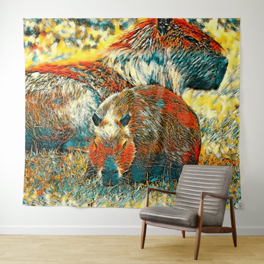 Tenture AnimalArt_Capybara_004 (En situation (horizontale))