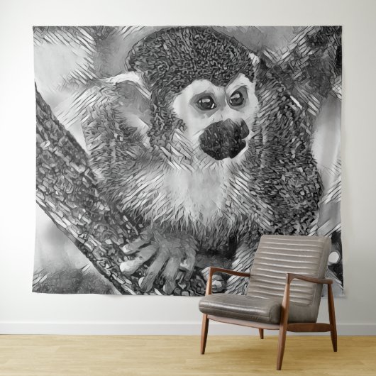 Tenture AnimalArtBW_Monkey_002 (En situation (horizontale))