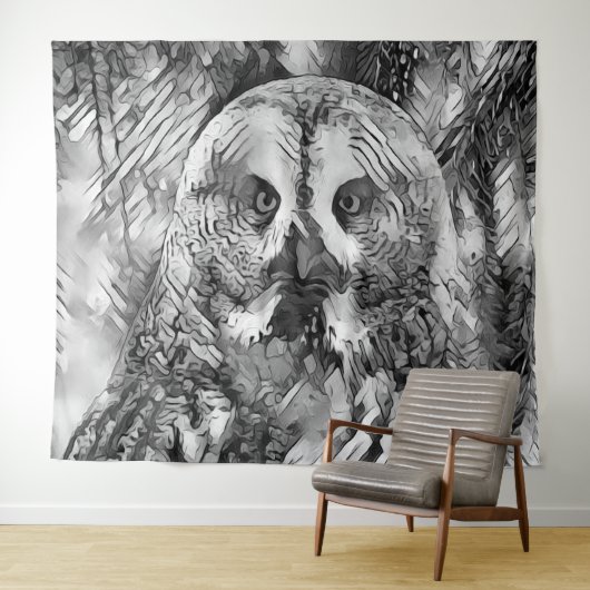 Tenture AnimalArtBW_Owl_001 (En situation (horizontale))
