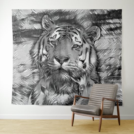 Tenture AnimalArtBW_Tiger_004 (En situation (horizontale))