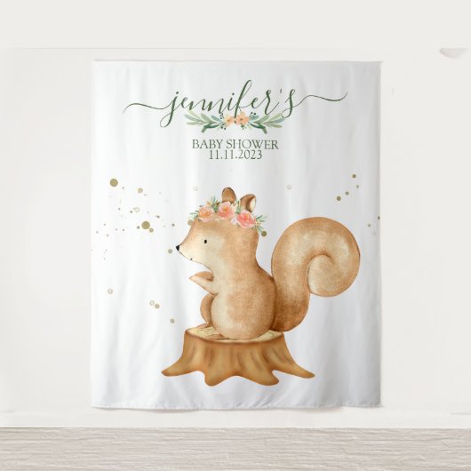 Tenture Animals Squirrel Family wildlife baby backdrop (Devant)