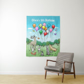 Tenture Animaux avec des ballons colorés (En situation)