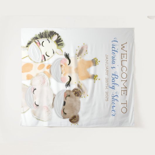 Tenture Animaux Avec Masque Boy Baby shower XL Arrière-Pla (Devant (Horizontal))