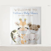 Tenture Animaux Avec Masque Boy Baby shower XL Arrière-Pla (Devant)