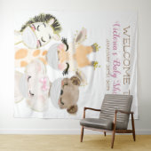 Tenture Animaux Avec Masque Fille Baby shower XL fond de p (En situation (horizontale))