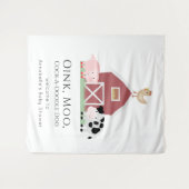 Tenture Animaux de ferme Barnyard Baby shower blanc Bienve (Devant (Horizontal))