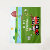 Tenture Animaux de ferme et tracteur rouge Thème de fête d (Devant)