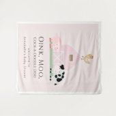 Tenture Animaux de la Ferme Cour de la Ferme Rose Bienvenu (Devant (Horizontal))