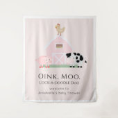 Tenture Animaux de la Ferme Cour de la Ferme Rose Bienvenu (Devant)