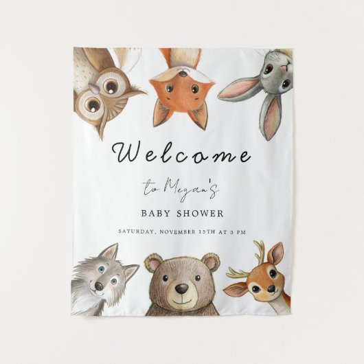 Tenture Animaux de la forêt et des bois Voyage Baby Shower (Devant)