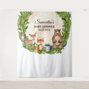 Tenture Animaux de la forêt tranche de bois shower de bébé
