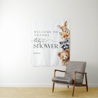 Tenture Animaux des bois Baby shower moderne