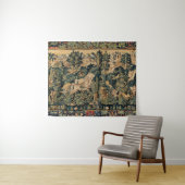 Tenture ANIMAUX D'IMAGINAIRE, CHEVAUX, BOIS Bleu Vert Flor (En situation (horizontale))