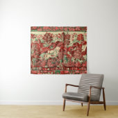 Tenture ANIMAUX D'IMAGINAIRE, CHEVAUX, BOIS Rouge Vert Flo (En situation (horizontale))