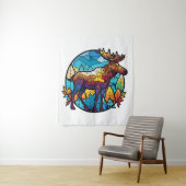 Tenture Animaux d'orignal Portrait Vitrail Faune Libre (En situation)