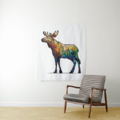 Tenture Animaux d'orignal Portrait Vitrail Faune Libre (En situation)