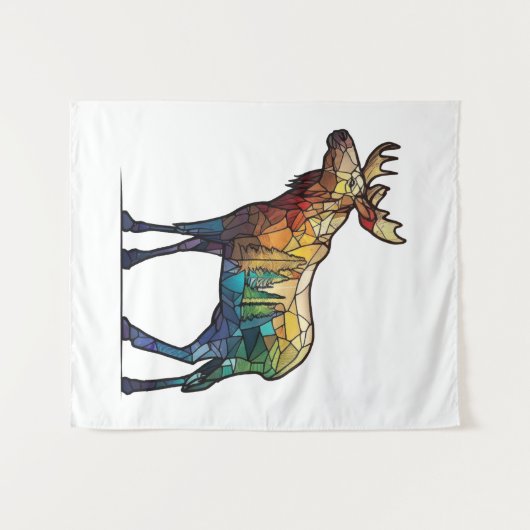 Tenture Animaux d'orignal Portrait Vitrail Faune Libre (Devant (Horizontal))