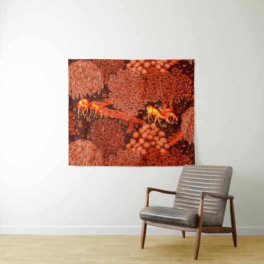 Tenture ANIMAUX FORESTIERS, CERFS PAR UN BROOK Red Yellow  (En situation (horizontale))