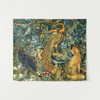 ANIMAUX FORESTIERS, RAVEN, FOX, PEACOCK Blue Green