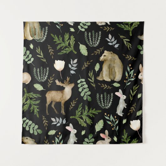 Tenture Animaux mignons : Aquarelle Tirée À La Main. (Devant)