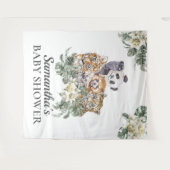 Tenture Animaux Mignons de la Jungle Monogramme Baby Showe (Devant (Horizontal))