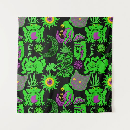 Tenture Animaux psychédéliques motif Black BG (Devant)