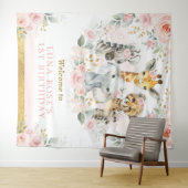 Tenture Animaux sauvages de la jungle Fleurs roses Bienven (En situation (horizontale))