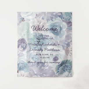 Tenture Annabelle Vintage Bleu Fleurs Mariage Bienvenue